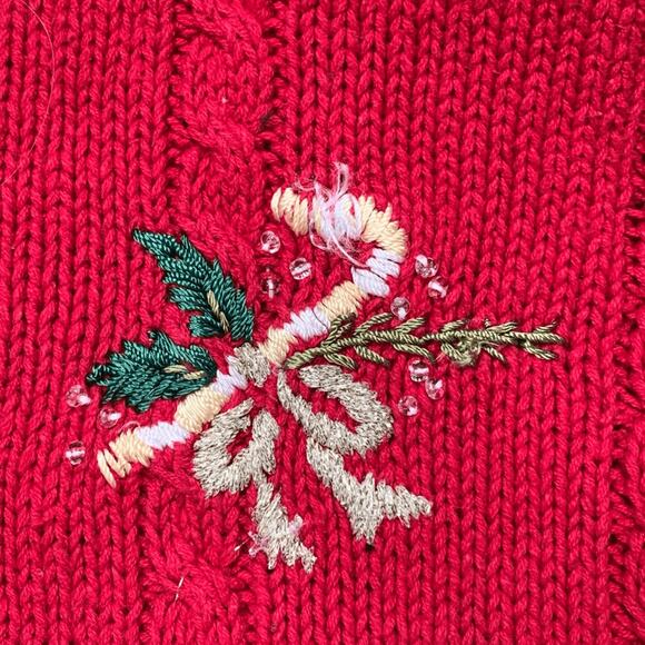 Vintage Tiara International Christmas Sweater XL Red Tree Teddy Bear Holiday - Picture 10 of 13